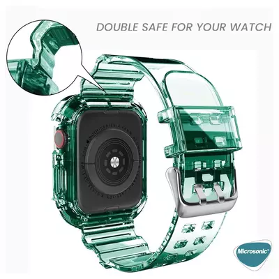 Microsonic Apple Watch SE 40mm Kordon Transparent Clear Band Yeşil