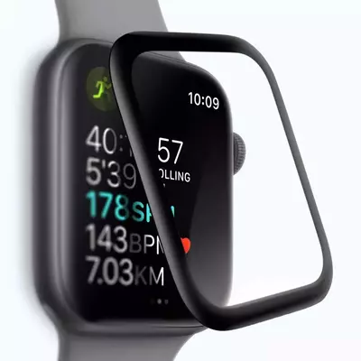 Microsonic Apple Watch SE 40mm Tam Kaplayan Temperli Cam Full Ekran koruyucu Siyah