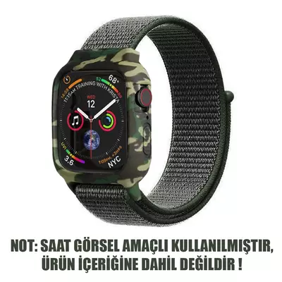 Microsonic Apple Watch SE 44mm Kordon Camouflage Armor Pro Koyu Yeşil