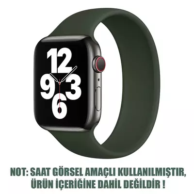 Microsonic Apple Watch SE 44mm Kordon, (Medium Size, 155mm) New Solo Loop Koyu Yeşil