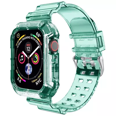 Microsonic Apple Watch SE 44mm Kordon Transparent Clear Band Yeşil