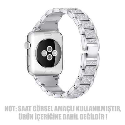 Microsonic Apple Watch SE 44mm Metal Dressy Jewelry Kordon Gümüş