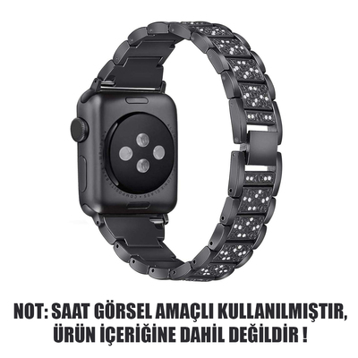 Microsonic Apple Watch SE 44mm Metal Dressy Jewelry Kordon Siyah