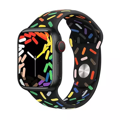 Microsonic Apple Watch SE 44mm Silikon Kordon V2 Pride Edition Siyah