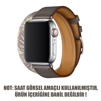 Microsonic Apple Watch SE 44mm Swift Leather Double Tour Strap Kahverengi