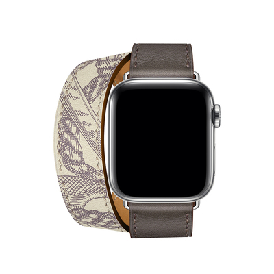 Microsonic Apple Watch SE 44mm Swift Leather Double Tour Strap Kahverengi