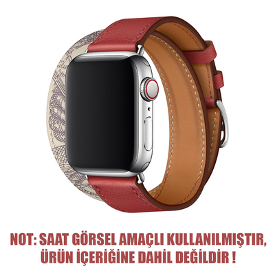 Microsonic Apple Watch SE 44mm Swift Leather Double Tour Strap Kırmızı