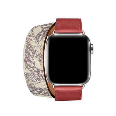 Microsonic Apple Watch SE 44mm Swift Leather Double Tour Strap Kırmızı
