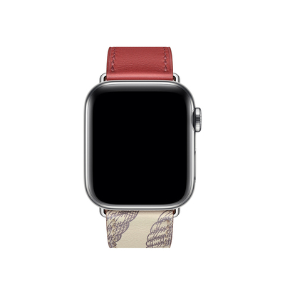 Microsonic Apple Watch SE 44mm Swift Leather Simple Tour Strap Kırmızı