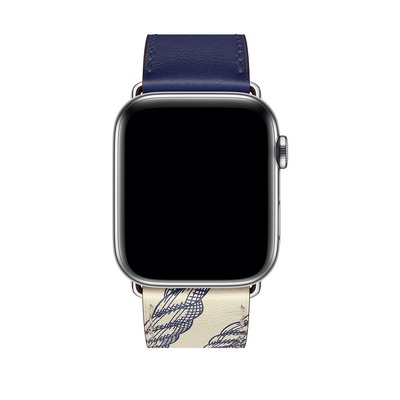 Microsonic Apple Watch SE 44mm Swift Leather Simple Tour Strap Lacivert