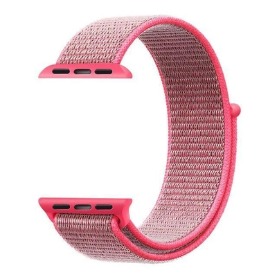 Microsonic Apple Watch Series 1 42mm Hasırlı Kordon Woven Sport Loop Hot Pink