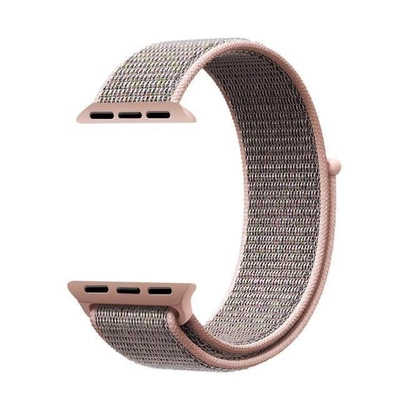 Microsonic Apple Watch Series 1 42mm Hasırlı Kordon Woven Sport Loop Pink Sand