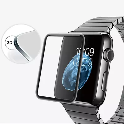 Microsonic Apple Watch Series 2 42mm 3D Kavisli Temperli Cam Full Ekran koruyucu Kırılmaz Film Siyah