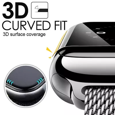 Microsonic Apple Watch Series 3 42mm 3D Kavisli Temperli Cam Full Ekran koruyucu Kırılmaz Film Siyah