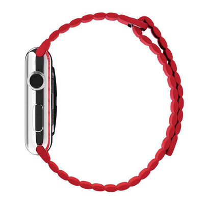 Microsonic Apple Watch Series 3 42mm Twist Leather Loop Kordon Kırmızı