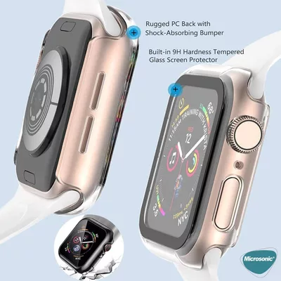 Microsonic Apple Watch Series 4 44mm Kılıf Clear Premium Slim WatchBand Şeffaf