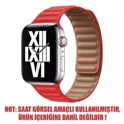 Microsonic Apple Watch Series 4 44mm Kordon Leather Link Band Kırmızı