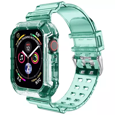 Microsonic Apple Watch Series 4 44mm Kordon Transparent Clear Band Yeşil