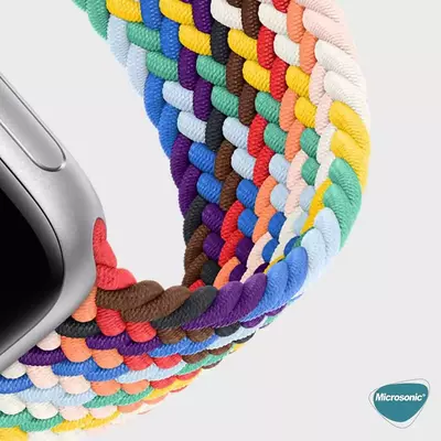 Microsonic Apple Watch Series 5 44mm Kordon, (Large Size, 160mm) Braided Solo Loop Band Pride Edition