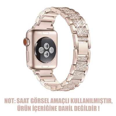Microsonic Apple Watch Series 5 44mm Metal Dressy Jewelry Kordon Gold