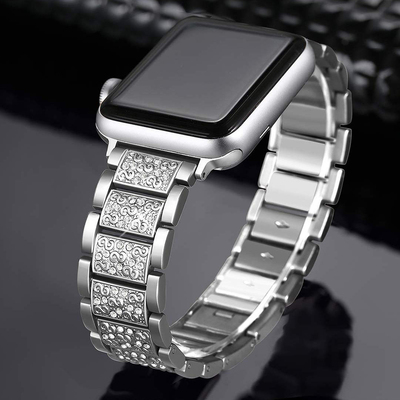 Microsonic Apple Watch Series 5 44mm Metal Dressy Jewelry Kordon Gümüş