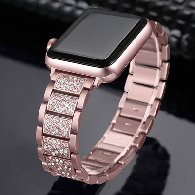 Microsonic Apple Watch Series 5 44mm Metal Dressy Jewelry Kordon Rose Gold