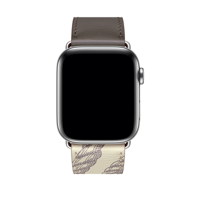 Microsonic Apple Watch Series 5 44mm Swift Leather Simple Tour Strap Kahverengi