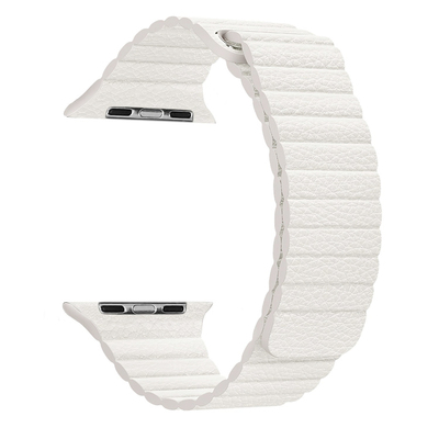 Microsonic Apple Watch Series 5 44mm Twist Leather Loop Kordon Beyaz