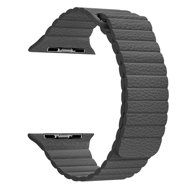 Microsonic Apple Watch Series 5 44mm Twist Leather Loop Kordon Gri