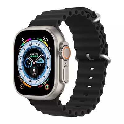 Microsonic Apple Watch Series 6 40mm Kordon Ocean Band Siyah