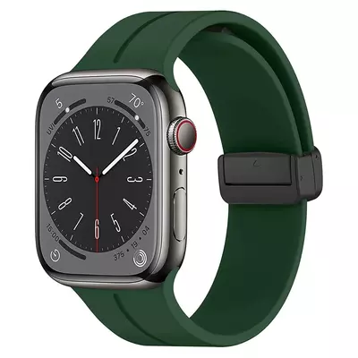 Microsonic Apple Watch Series 6 44mm Kordon Ribbon Line Koyu Yeşil