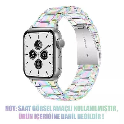 Microsonic Apple Watch Series 6 44mm Kordon Stainless Transparent Clear Çok Renkli