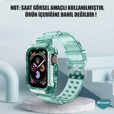 Microsonic Apple Watch Series 6 44mm Kordon Transparent Clear Band Yeşil