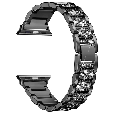 Microsonic Apple Watch Series 6 44mm Metal Dressy Jewelry Kordon Siyah