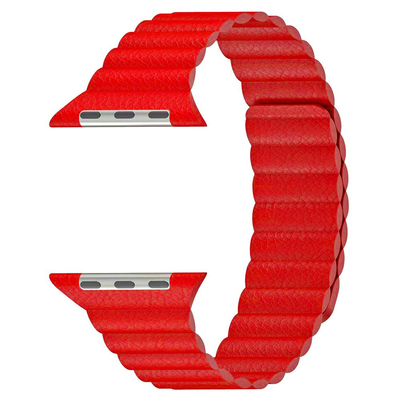 Microsonic Apple Watch Series 6 44mm Twist Leather Loop Kordon Kırmızı