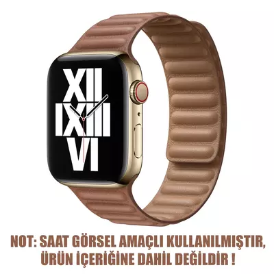 Microsonic Apple Watch Series 7 41mm Kordon Leather Link Band Kahverengi