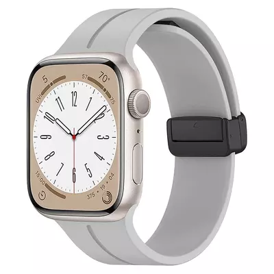 Microsonic Apple Watch Series 7 45mm Kordon Ribbon Line Gri