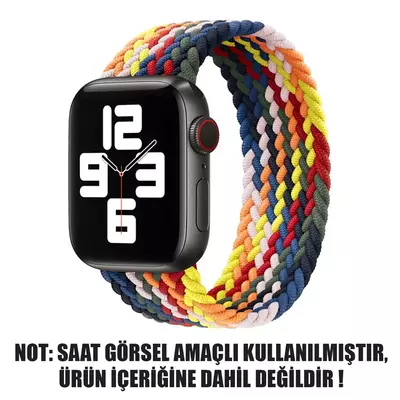 Microsonic Apple Watch Series 7 45mm Kordon, (Small Size, 127mm) Braided Solo Loop Band Multi Color