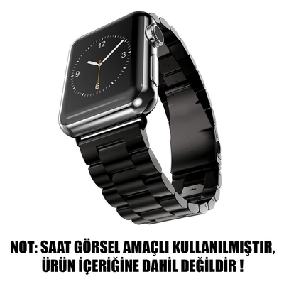 Microsonic Apple Watch Series 7 45mm Metal Stainless Steel Kordon Siyah