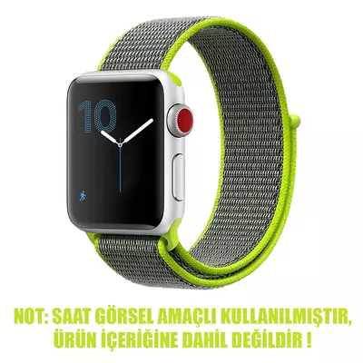 Microsonic Apple Watch Series 8 41mm Hasırlı Kordon Woven Sport Loop Koyu Yeşil