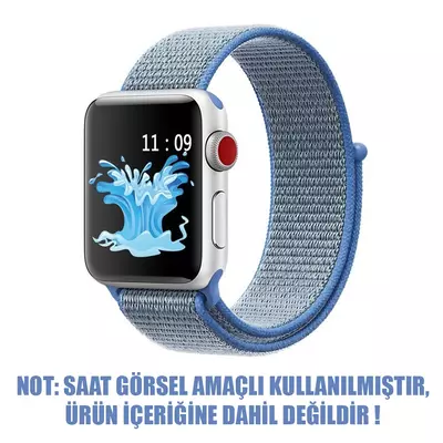 Microsonic Apple Watch Series 8 41mm Hasırlı Kordon Woven Sport Loop Mavi