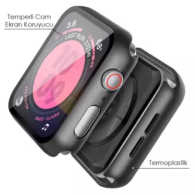 Microsonic Apple Watch Series 8 41mm Kılıf Matte Premium Slim WatchBand Siyah