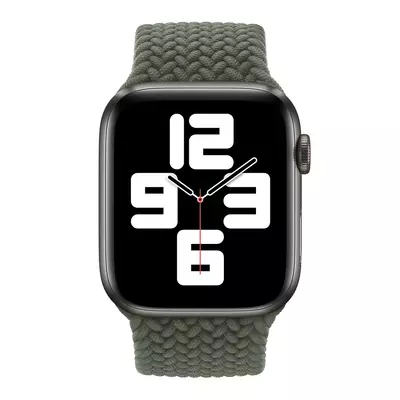 Microsonic Apple Watch Series 8 41mm Kordon, (Small Size, 127mm) Braided Solo Loop Band Koyu Yeşil