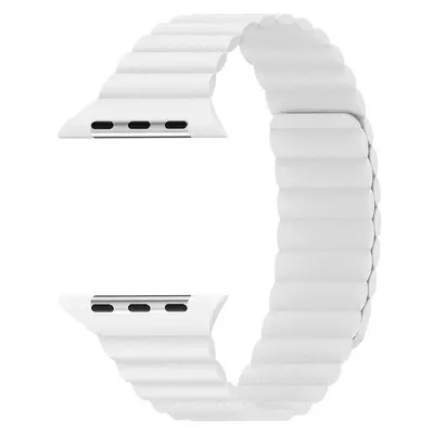 Microsonic Apple Watch Series 8 41mm Twist Leather Loop Kordon Beyaz