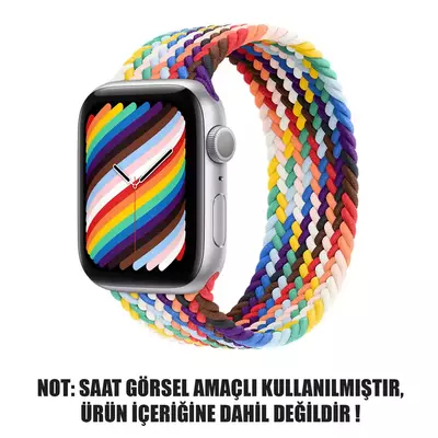 Microsonic Apple Watch Series 8 45mm Kordon, (Large Size, 160mm) Braided Solo Loop Band Pride Edition