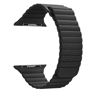 Microsonic Apple Watch Series 8 45mm Twist Leather Loop Kordon Siyah