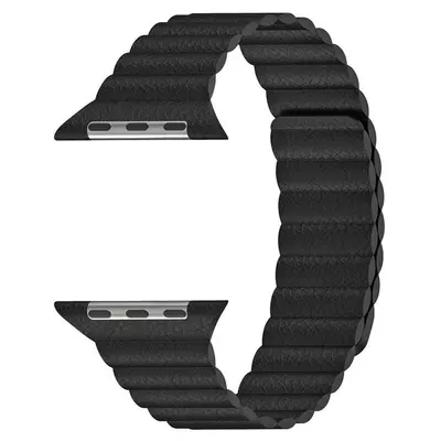 Microsonic Apple Watch Series 9 41mm Twist Leather Loop Kordon Siyah