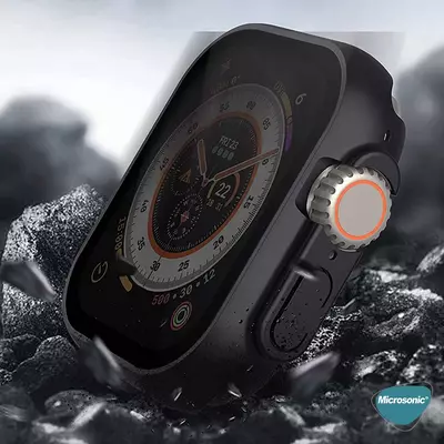 Microsonic Apple Watch Ultra 2 Kılıf Privacy Gizlilik Filtreli WatchBand Siyah