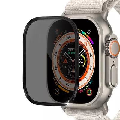 Microsonic Apple Watch Ultra Gizlilik Filtreli Cam Ekran Koruyucu Siyah