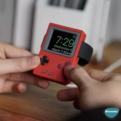 Microsonic Apple Watch Ultra Masaüstü Şarj Standı Gameboy Kırmızı